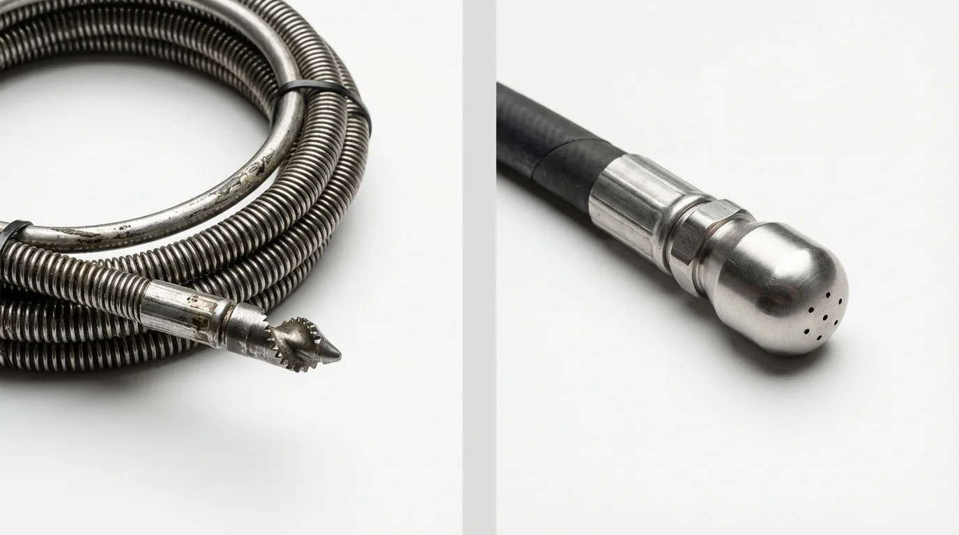 Drain snake cable and hydro jetting nozzle used for drain cleaning in Rock Hall, MD