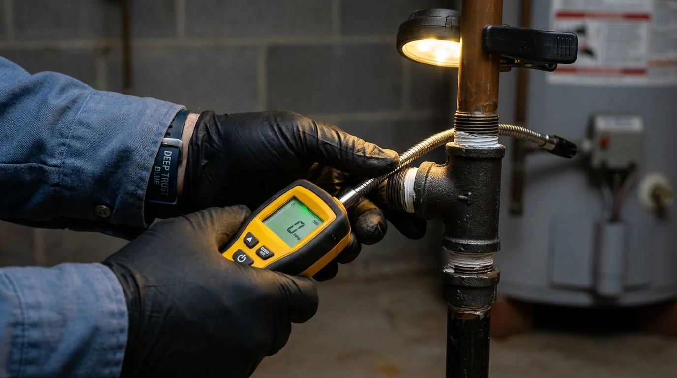 Gas leak detection with electronic sniffer by Johns Plumbing LLC in Rock Hall