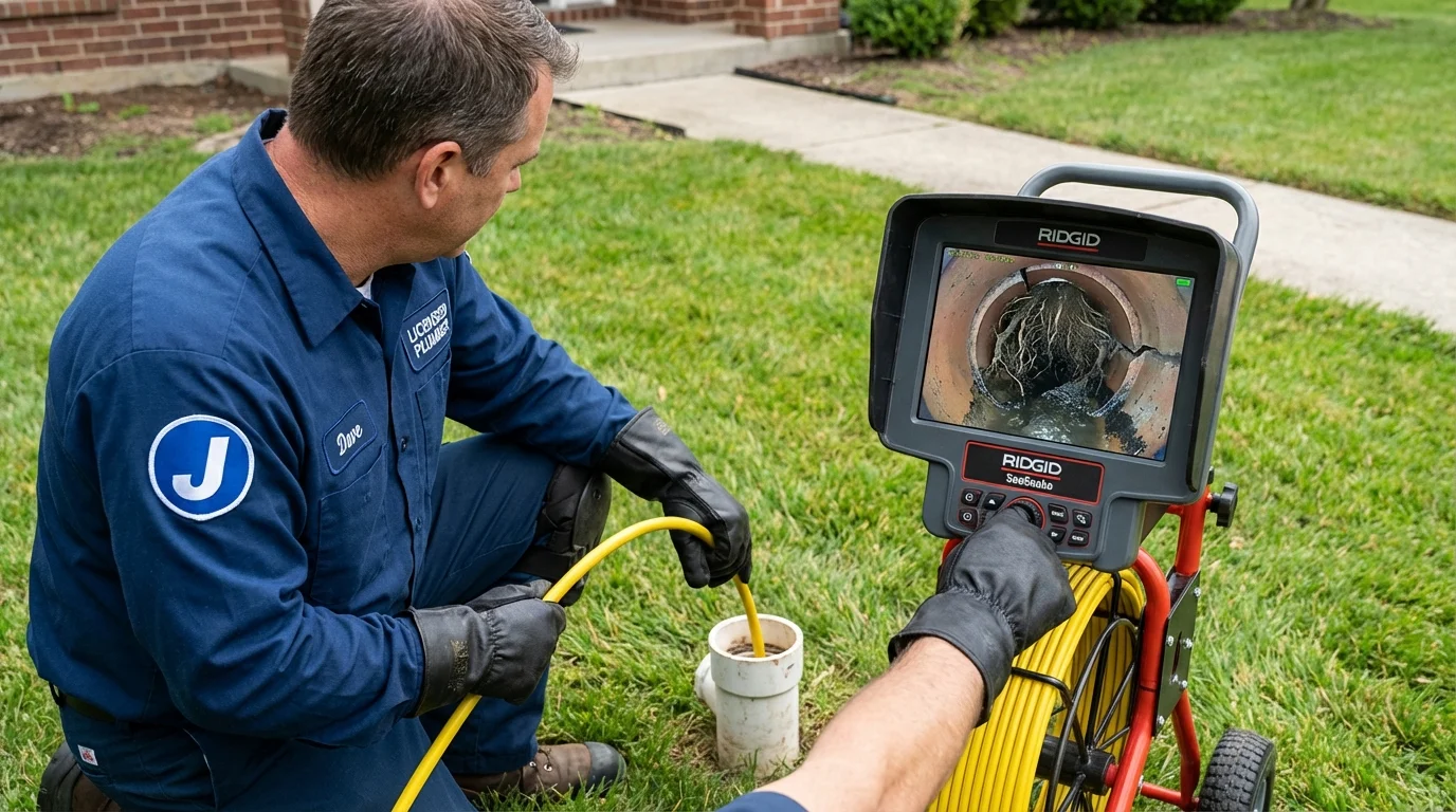 Sewer camera inspection being performed by Johns Plumbing LLC in Rock Hall